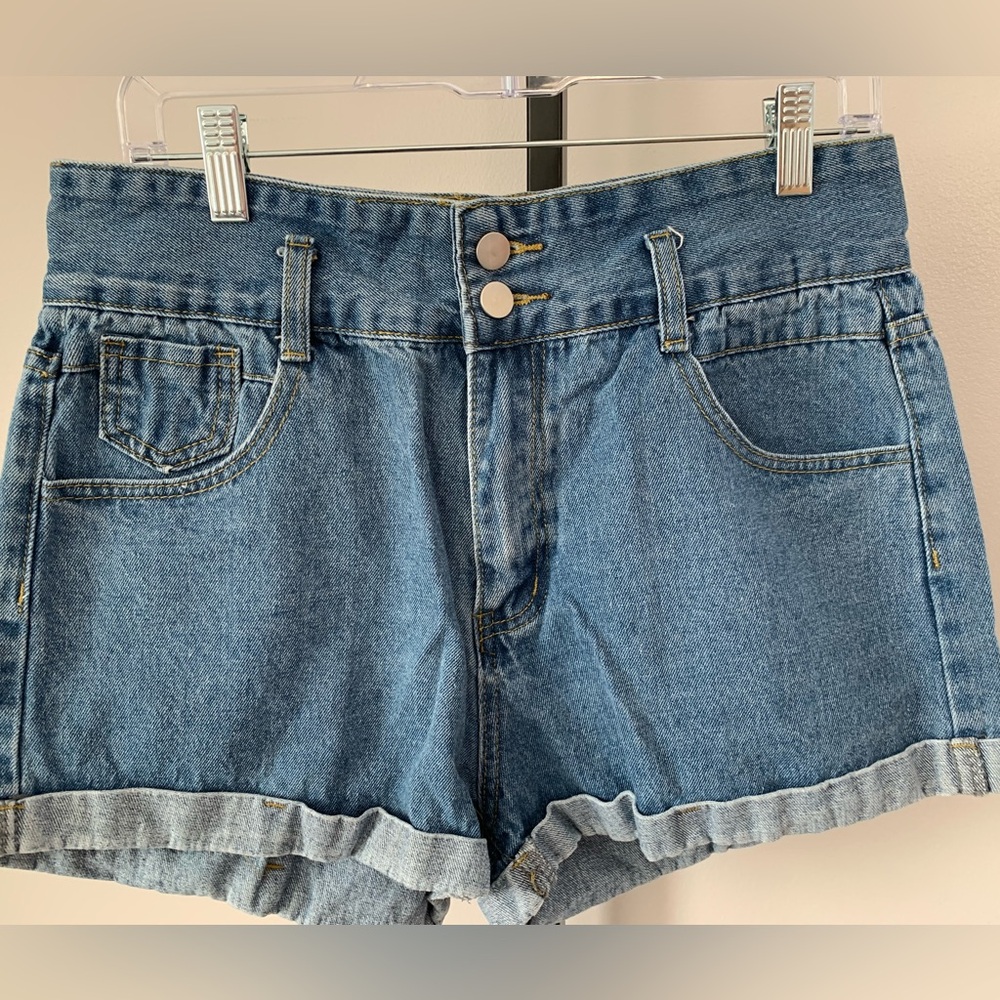 Denim Blue Double Button Shorts